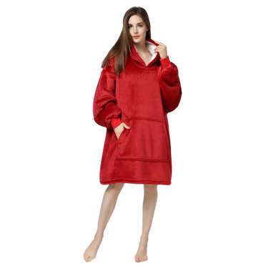 Lazy clothes, solid color large size sweatshirts for couples, thickened cold-proof clothes, warm hooded outer wear, pajamas, home clothes_voghion.com