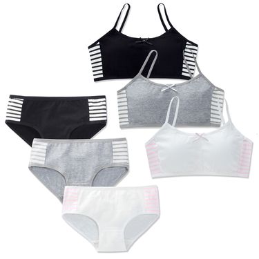 Underwear Girls Bra Set Striped Sports Thin Development Period Small Vest Sling 15 Years Old 12 Medium And Large Children Cotton_voghion.com