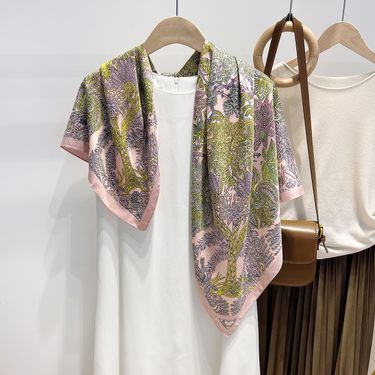 New ethnic style printed simulated silk women's daily decoration in spring, summer, and autumn. Gift giving scarf for_voghion.com