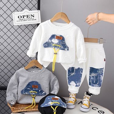 Kid's Clothing 2024 Boys and Girls Autumn Suits New Children's Baby Fashionable Children's New Sweatshirt Two piece Children's Suit_viptrois.com