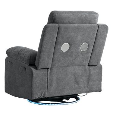 Power Recliner Glider Chair With Bluetooth Speaker 270 Degree Swivel With LED Light Side Arm With Storage Pockets USB+Type C Charging Port Button Co_voghion.com