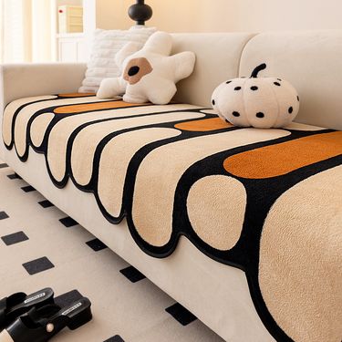 Plush Fleece Sofa Cushion - Thick & Non-Slip (Modern Minimalist Design, All-Season Use, Dopamine-Inspired Luxury Cover)_voghion.com