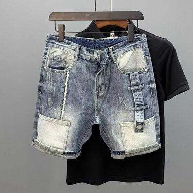 Men's Clothing Summer new fashion brand men's denim shorts one piece drop shipping_mkmklike.com
