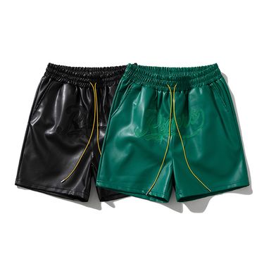 Basketball Shorts Shorts Men's New Style Youth Trendy Beach Pants Embroidered Letters Leather Drawstring Summer Shorts_voghion.com