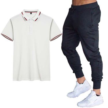 Men's Clothing 40s polyester-spandex compact spinning ice silk POLO shirt men's top jacquard lapel breathable cool short-sleeved T-shirt suit_mkmklike.com