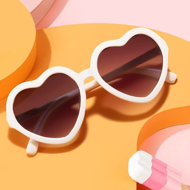 New Sparkling Pink Children's Cartoon Love Baby Sunglasses Female Cute Style UV400 Sunshade Mirror_voghion.com