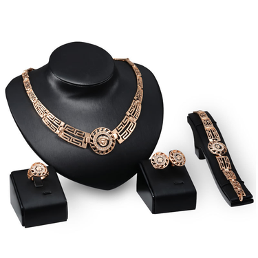 Vintage Hollow Earrings Necklace Accessories Four-piece Set Weddings Party Casual Jewelry Set Gifts_voghion.com