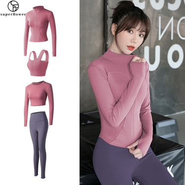 SUPERFLOWER Women Yoga Set Sports Suit Seamless Workout Running Legging T-shirt Coat Bra Set 2-4 Piece_voghion.com