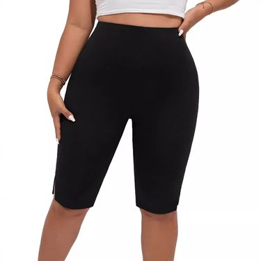 Women's Clothing Solid Color High Waist Five Point Yoga Pants Sports Leggings Slit Fashionable High Waist Tights_voghion.com