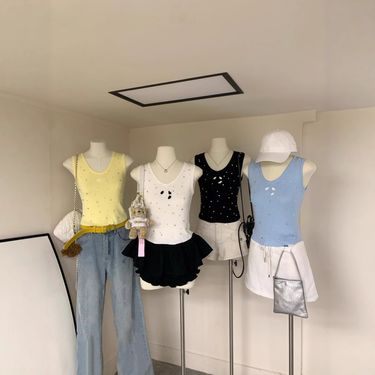 2025 Summer New Style Fragrant Stud Sleeveless Pullover Vest Slim Fit Versatile Women's Knitted Top_voghion.com