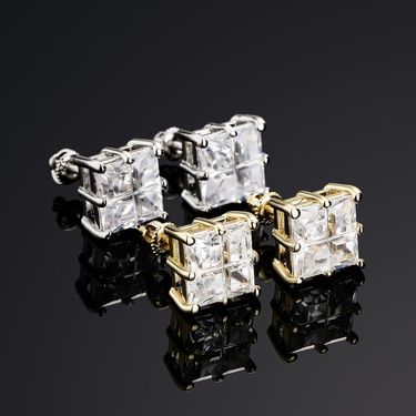 Men's Jewelry Hip Hop Square Zircon For Men And Women Fashion Personality Simple Earrings_voghion.com