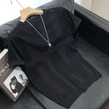 Men's clothing Fashion brand short-sleeved sweater men's spring new slim bottom T-shirt casual inner wear half-sleeved top_mkmklike.com