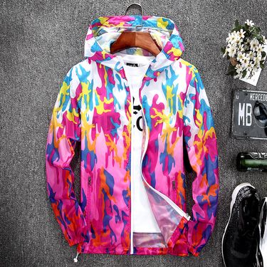 Men's clothing Couple sun protection clothing camouflage transparent sun protection shirt women's short coat men's casual beach UV protection_voghion.com