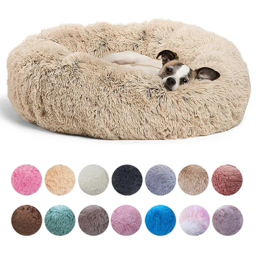 40-90cm Round Pet Bed For Large Dog Bed Super Soft Cat Bed Long Plush Dog House For Medium Dog House Winter Warm Sleeping_voghion.com