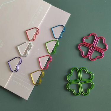 Unisex wrapped love paper clips colored paper clips mini paper clips creative stationery pins gold paper clips_voghion.com