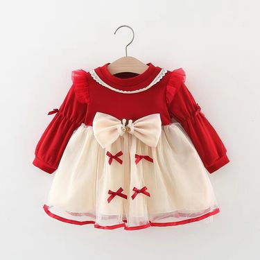 1576 Children's Clothing Wholesale Girls Long Sleeve Princess Dress Baby Girl Baby Bunny Puff Sleeve Mesh Dress_voghion.com