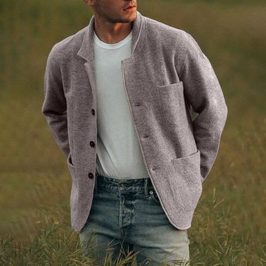 Men's Fashion Wool-Blend Jacket – Trendy Casual Coat (Black/Khaki/Gray/Blue/Green/Brown, Sizes S-4XL)_voghion.com
