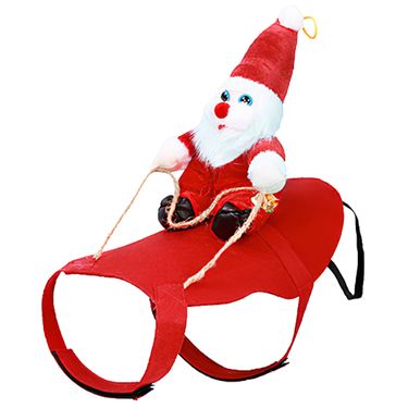 Pet Christmas Costumes Red Winter Coat for Dog Riding Santa Claus with Bell Clothes New Year Outfit Cosplay Costumes Party Dress Up For Cats_voghion.com