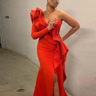 Women's sexy one-shoulder slim irregular dress dress skirt_voghion.com