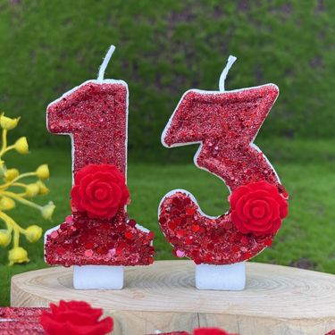Rose Flower Digital Cake Party Decoration First Celebration Handmade DIY Birthday Candle_voghion.com