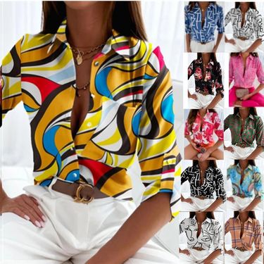 Women's clothing tops long-sleeved shirts printed shirts for women_voghion.com