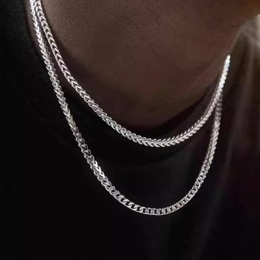 Stainless 3mm Front And Back Ground Chain Three-dimensional Men's Gold Necklace Hip-hop Jewelry Titanium Steel_voghion.com