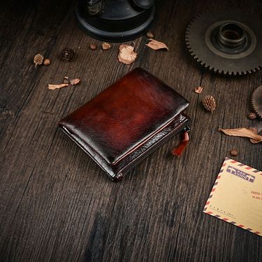 Männer Brieftasche Aus Echtem Leder Kurze Stil Zwei Falten Mini Licht Und Dünne Geld Clip Schicht Rindsleder_voghion.com