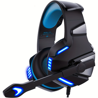 Wired Gaming Headset - Headphones With Noise Cancelling Mic, LED Light, Stereo Bass Surround & Memory Earmuffs For Xbox One, PS4, PC, PS5, Laptop & T_voghion.com
