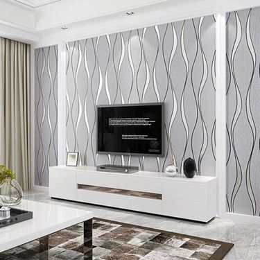 24shein Self-adhesive Home Decoration Building Materials TV Background Wall Gray Modern PVC Wallpaper_voghion.com
