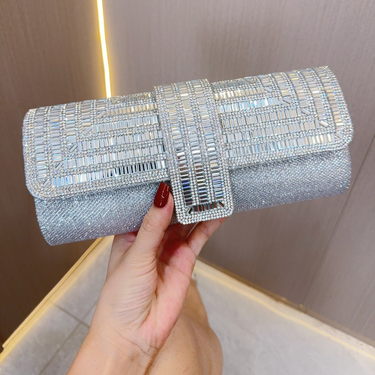 New Diamond Handheld Bag Water Diamond Silver Bag Wedding Banquet Evening Dress Wedding Bag Evening Banquet Bag_voghion.com