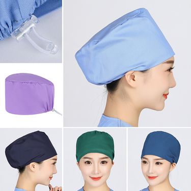 Adjustable Buckle Printed Operating Room Hat Female Nurse Hat Pure Cotton Stomatologist Hat Kitchen Hat Anti Hat Male_voghion.com