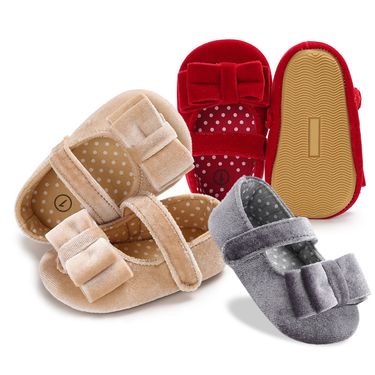 Mother & Kids Bowknot baby princess toddler shoes for girls rubber sole 0-1 years old Velcro newborn toddler shoes hot recommendation_voghion.com