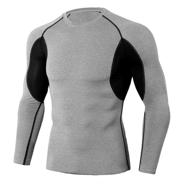 Men's Pro Tight Fitness Sports Running Training T-shirt Elastic Quick Drying Round Neck Long Sleeve Men's T-shirt_voghion.com