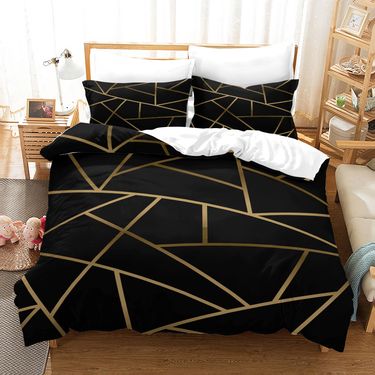 Modern Four Bed Sheet/Fitted Sheet Geometry Thickened Matting/Pure Cotton Bedding Three Piece Set_voghion.com