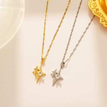 Four Stars Fashion Men's INS Cool Style Hip Hop Pendant Fashion Personality Cross Star Necklace Pendant Minimalist Style_ipsvogv.com