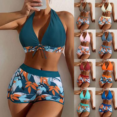 Women's Clothing Split Boxer Bikini High Waist Swimming Suit_voghion.com