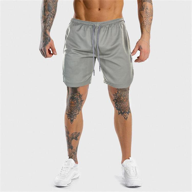 Shopee Fitness Muscle Split Shorts Outdoor Sports Beach Pants Men's Running Mesh Breathable_mkmklike.com