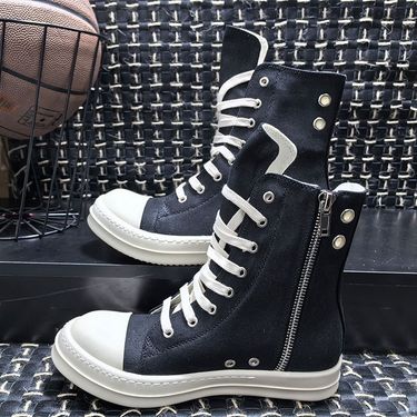RO New Breathable Hole 03 Canvas High Top Mainline Thick Soled Black Summer Trendy Sho Versatile Short Boots For_voghion.com