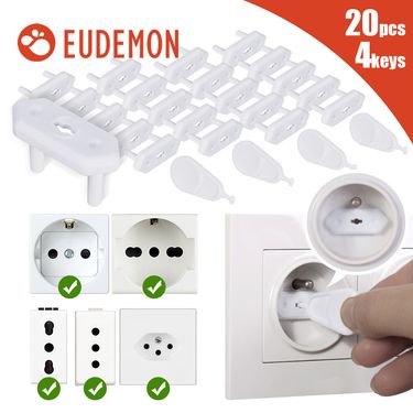 EUDEMON 20pcs Chile/Brazil EU Universal Power Socket Outlet Plug Protective Covers Anti Electric Baby Safety Protector_voghion.com