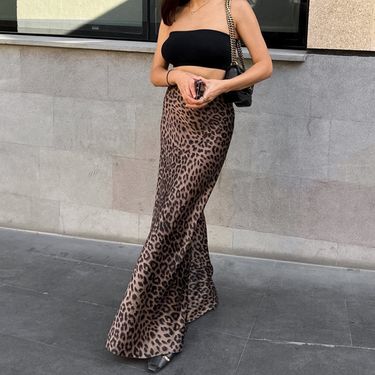 Women's Clothing leopard print fishtail skirt fashion silk satin hot girl long skirt _voghion.com