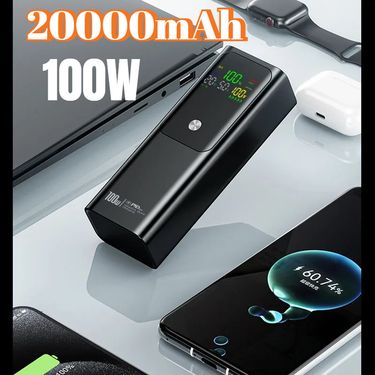 20000 MAh, Large Capacity, 100 W, Two-way Ultra-fast Portable Charger For Laptop, Smartphone, Tablet, Wide_voghion.com