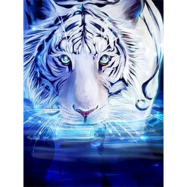 PhotoCustom 5d Diamond Painting White Tiger Animal Kits Diy Diamond Embroidery Mosaic Decor For Home Gift_voghion.com