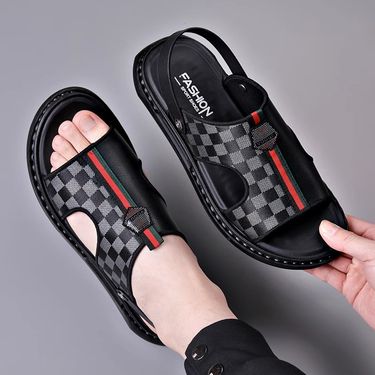 Sandals 2025 Summer New Casual Soft Bottom Beach Shoes Men's Outdoor Dual-use Leather Non-slip Shoes_voghion.com