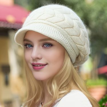 Warme Retro-Strickmütze Für Damen Im Winter, Laufen Bei Kaltem Wetter, Camping, Modische Skimütze Mit Sonnenhut_voghion.com