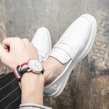 Men's British Leather Shoes, Korean Style, Pointed Toe Business Suits, Summer Large Size White Shoes, Casual Pointed Toe Men's Shoes_voghion.com