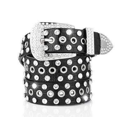 2023 New Selling Diamond Belt for Girls with Water Diamond Inlaid Belt for Women's Decoration Simple and Versatile Fashion Jeans_voghion.com