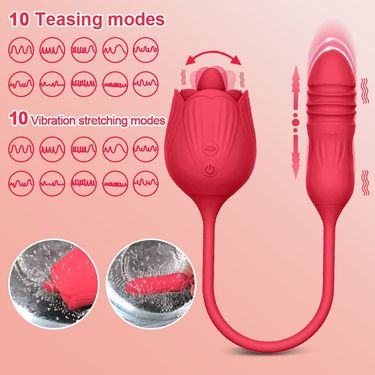TLUDA Rose Toy Tongue Vibrator With G Spot Vibrator Vibrating Egg For Women Red_voghion.com