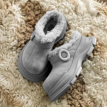 Cute Ugly Big Head Snow Boots Leather And Fur Integrated Women's Autumn Winter New Men's Plush Warm Non-Slip Thick Sole_voghion.com