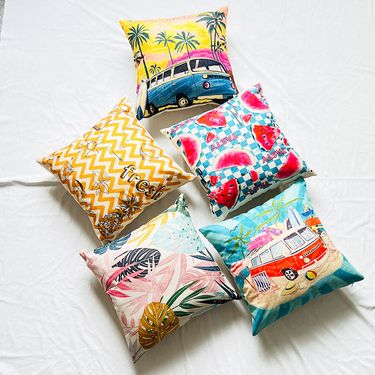 Summer New Beach Leaves and Fruit Printed Pillowcase Cross-border Special for Linen Printed Sofa Cushion Cover_voghion.com
