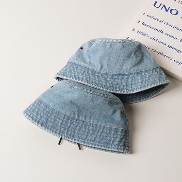 Hot Sale Bucket Hat Cotton Wahed Denim Children Cool Cap For Girl Boy Panama Fihing Hat Beanie Sun Protection Baby_voghion.com